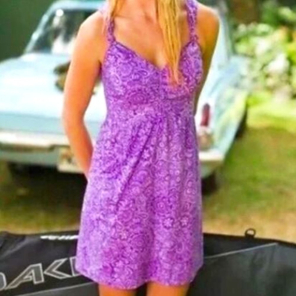 Athleta Nearly Knotical Purple Paisley short Dress Size 4
